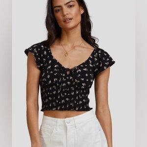 Navy Floral Crop Top